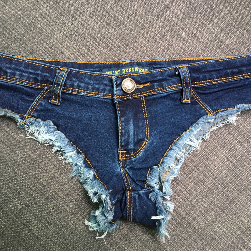 Mini Denim Shorts Cut Off Low Rise Waist Thong Jean Shorts – HiHalley