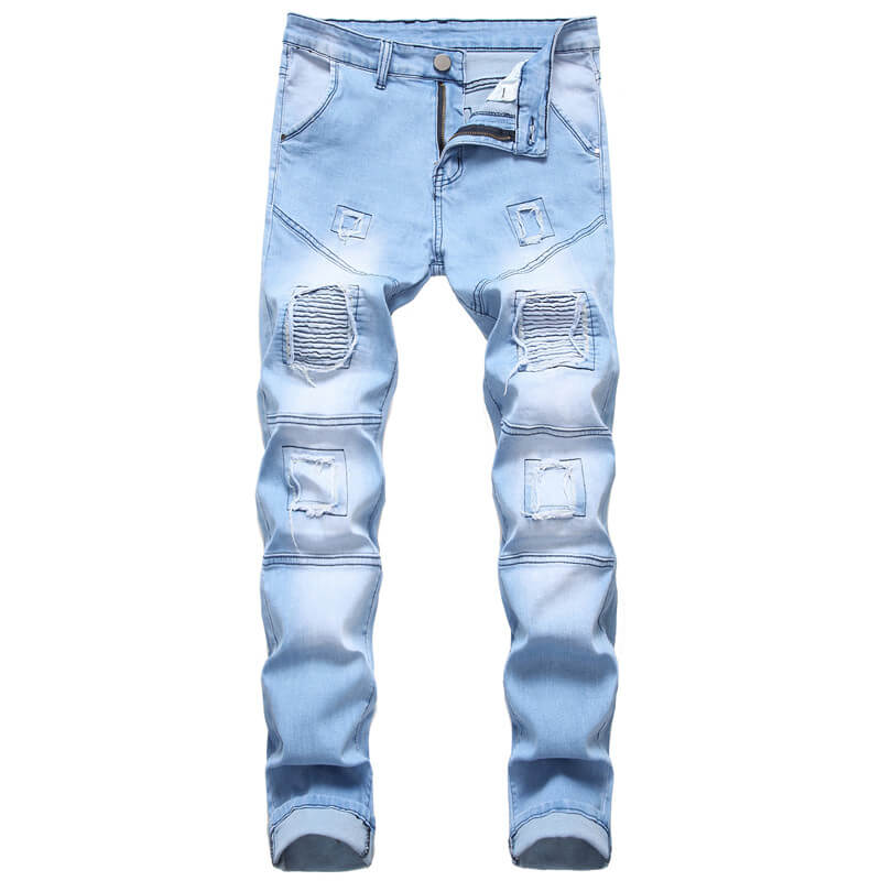 Men's Urban Straight Pants Motorcycle Jeans New Mid Waisted Jeans ...