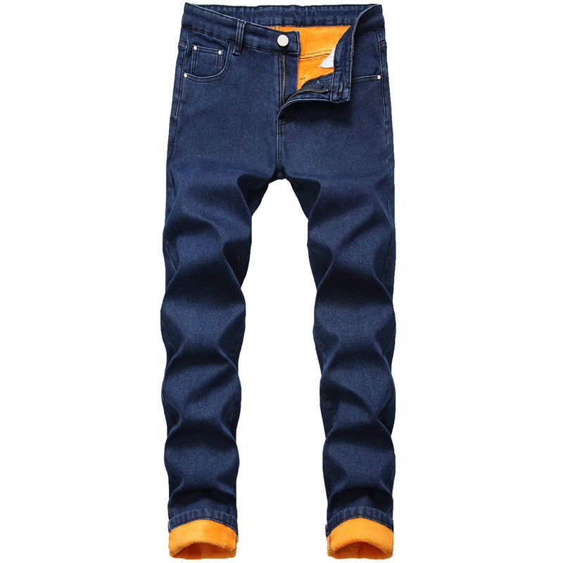 Skinny Men's Straight Pants Basic Brushed Mid Waisted Urban Jeans ...