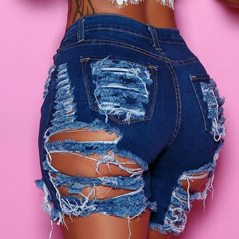 Ripped And Frayed Denim Shorts For Women main image 1
